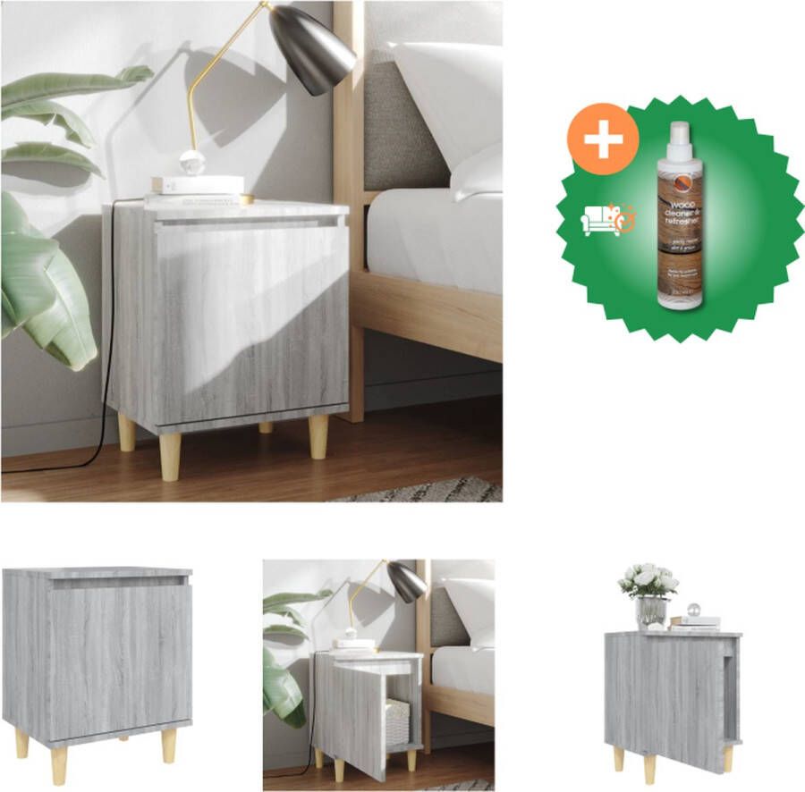 VidaXL Nachtkastje Scandinavische stijl 40 x 30 x 50 cm Grijs sonoma eiken Kast Inclusief Houtreiniger en verfrisser