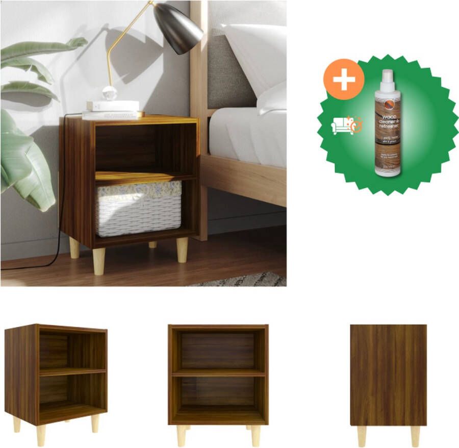 VidaXL Nachtkastje met houten poten 40x30x50 cm bruineikenkleurig Kast Inclusief Houtreiniger en verfrisser
