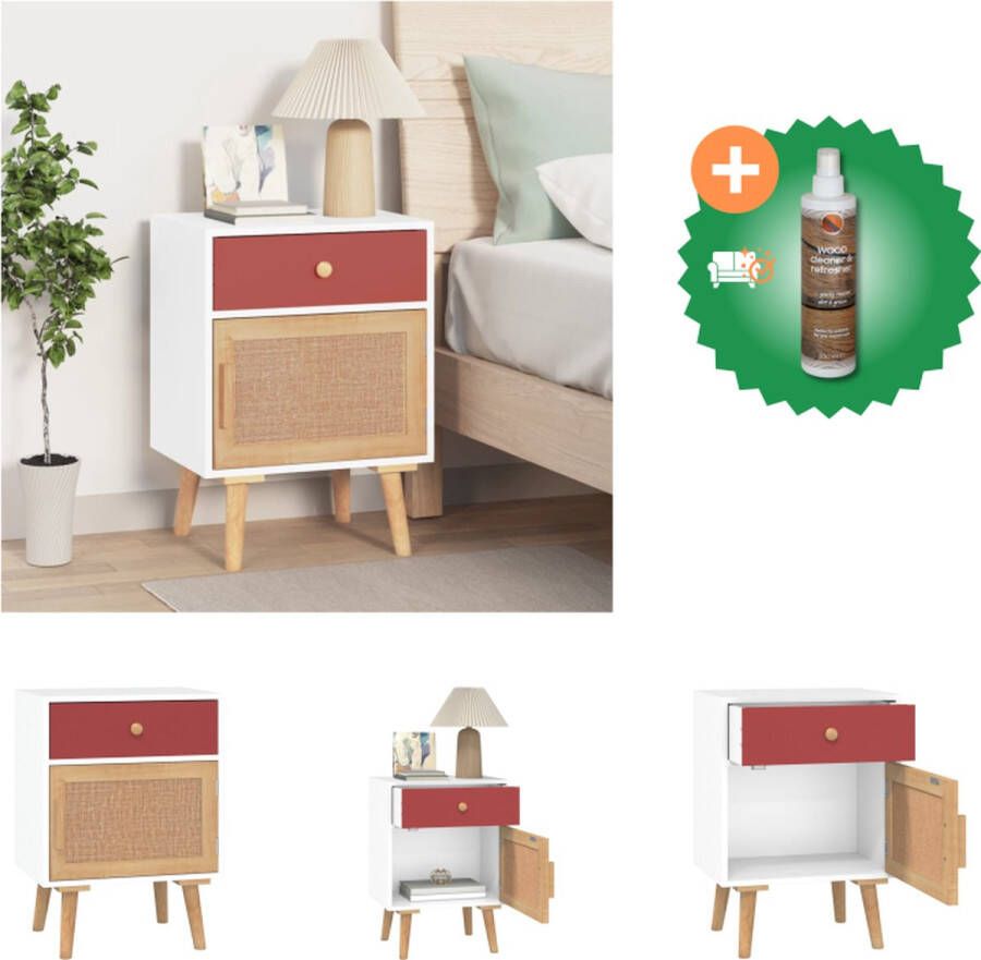 VidaXL Nachtkastje Scandinavische Stijl 40x30x55 cm Duurzaam Hout Wit Kast Inclusief Houtreiniger en verfrisser