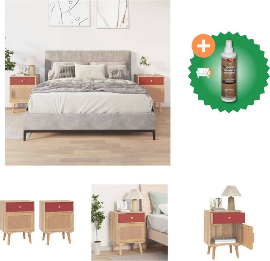 VidaXL Nachtkastje Scandinavische Stijl Hout 40 x 30 x 55 cm Kast Inclusief Houtreiniger en verfrisser
