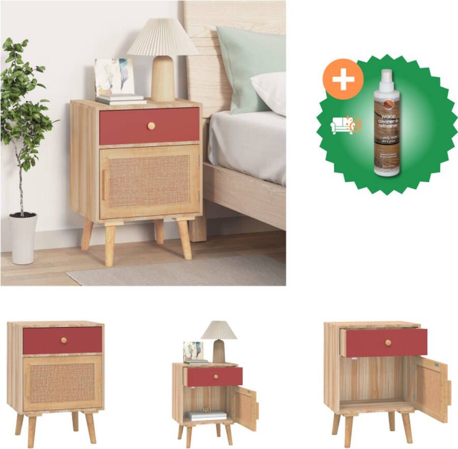 VidaXL Nachtkastje Scandinavische stijl Hout 40x30x55 cm 1 lade 1 deur Kast Inclusief Houtreiniger en verfrisser