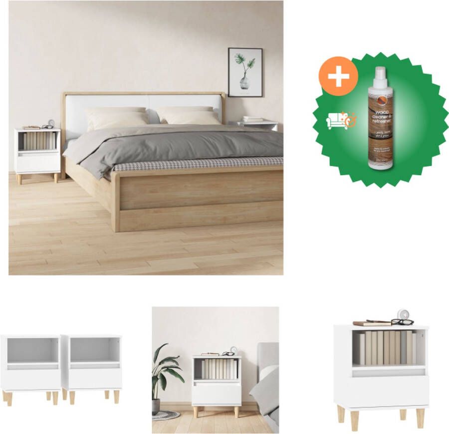 VidaXL Nachtkastje Elegant Bedkasten 40 x 35 x 50 cm Ken- Duurzaam materiaal voldoende opbergruimte metalen poten stabiel tafelblad Kast Inclusief Houtreiniger en verfrisser - Foto 2