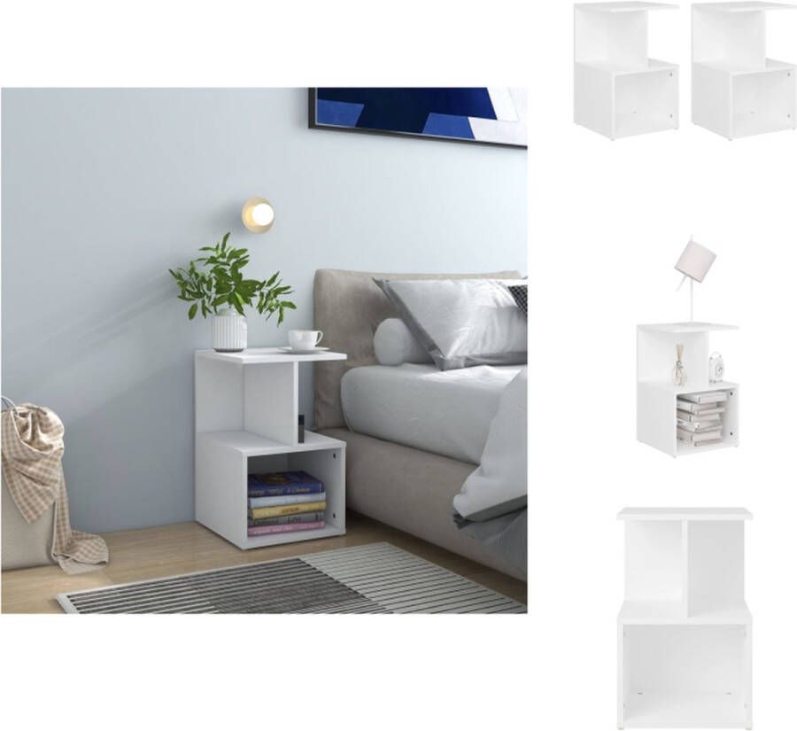 VidaXL nachtkastje set wit spaanplaat 35x35x55 cm Elegant ontwerp Kast