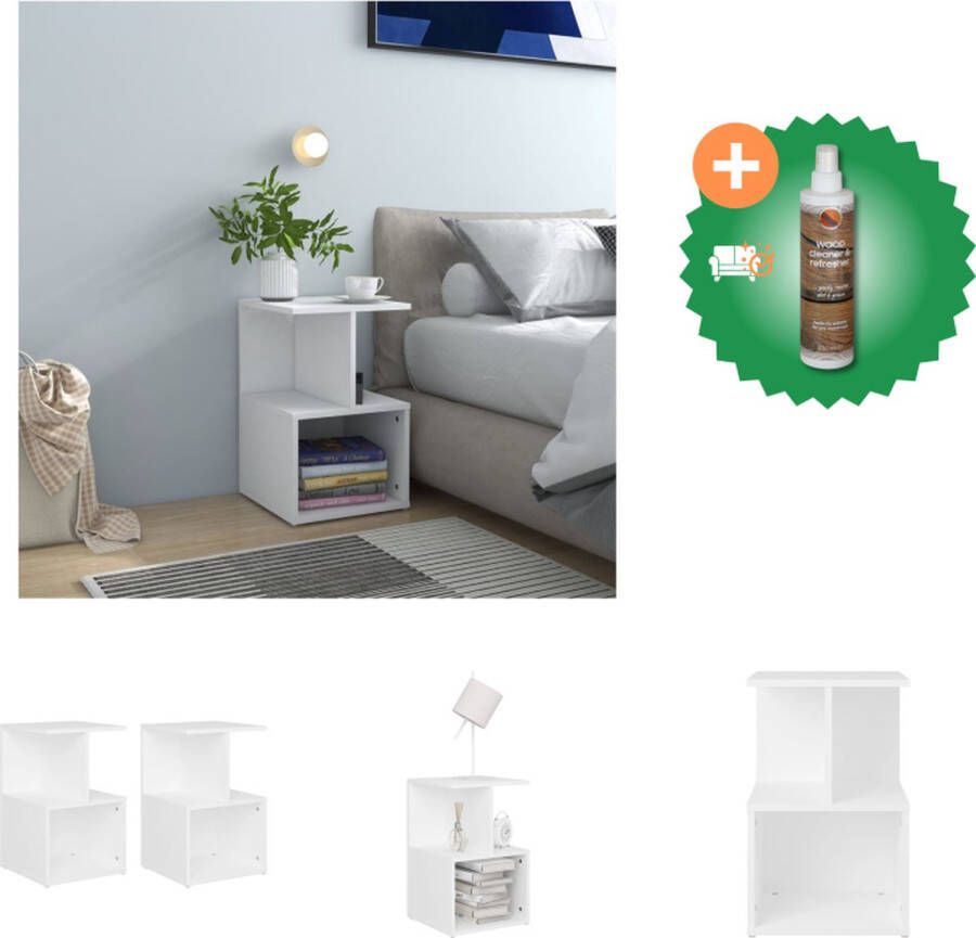 VidaXL nachtkastje set wit spaanplaat 35x35x55 cm Elegant ontwerp Kast Inclusief Houtreiniger en verfrisser