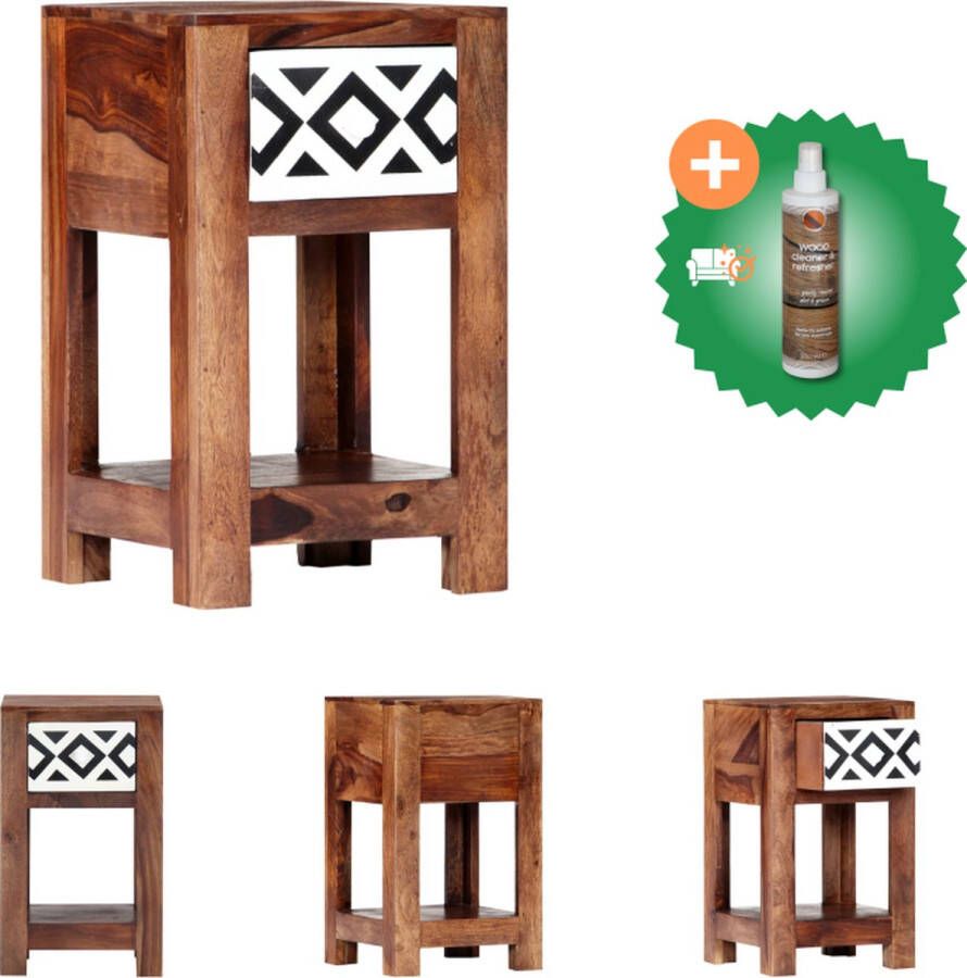VidaXL Nachtkastje Sheeshamhout 30 x 30 x 50 cm Vintage charmante massief houten bijzettafel Kast Inclusief Houtreiniger en verfrisser