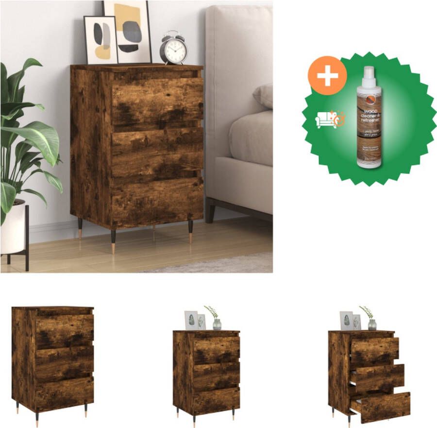 VidaXL Nachtkastje 40x35x69 cm bewerkt hout gerookt eikenkleurig Kast Inclusief Houtreiniger en verfrisser