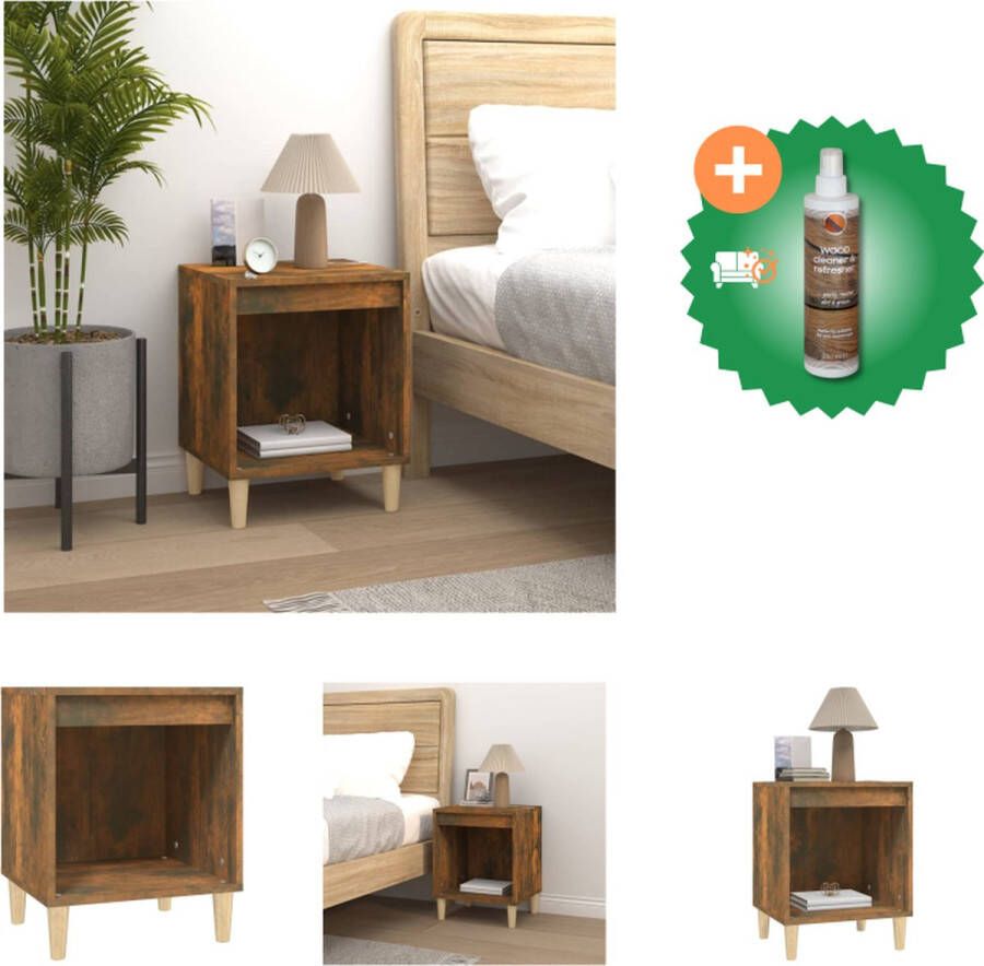 VidaXL Nachtkastje Smoked Oak 40x35x50 cm Duurzaam bewerkt hout Veel opbergruimte Kast Inclusief Houtreiniger en verfrisser