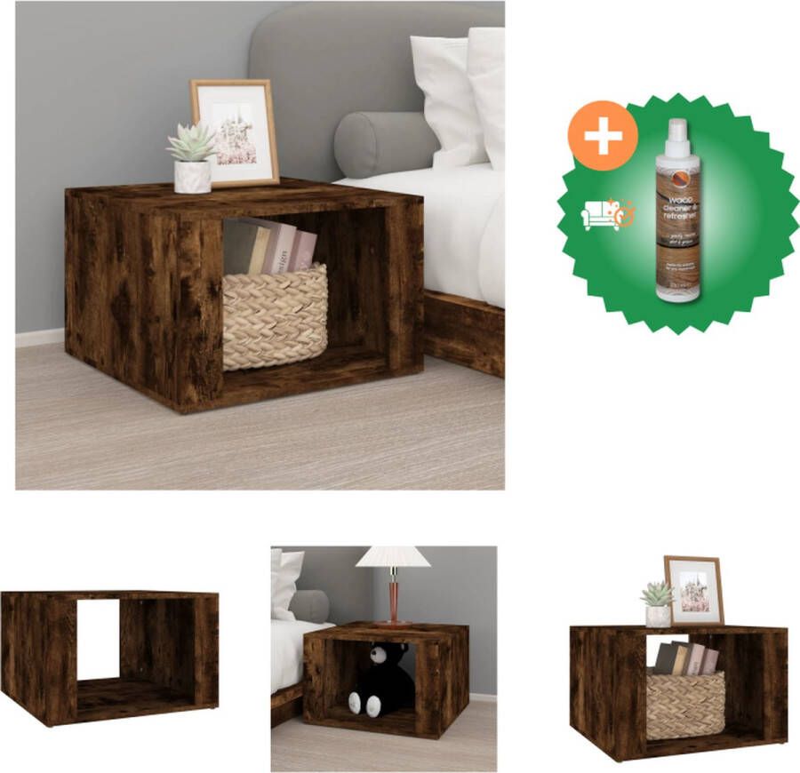 VidaXL Nachtkastje Smoked Oak 57 x 55 x 36 cm Stevig bewerkt hout Kast Inclusief Houtreiniger en verfrisser