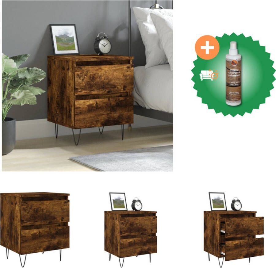 VidaXL Nachtkastje Elegant Meubelen Afmeting- 40x35x50 cm Kleur- Gerookt Eiken Ken- Duurzaam hout Kast Inclusief Houtreiniger en verfrisser