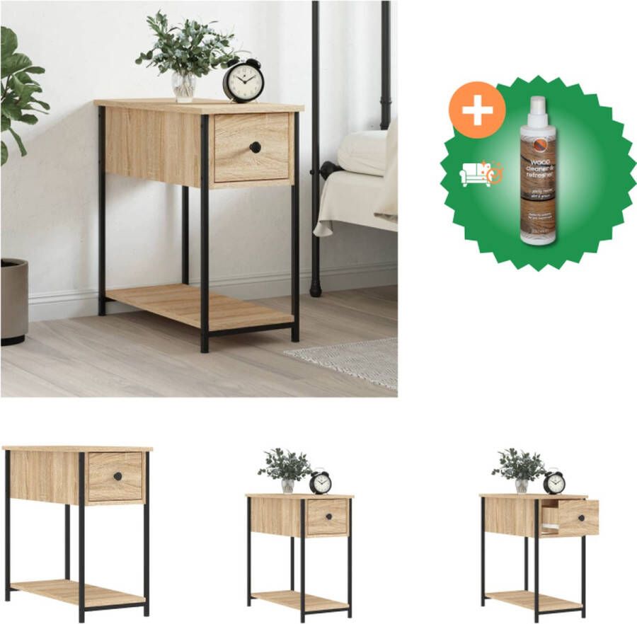 VidaXL Nachtkastje Sonoma Eiken 30 x 60 x 60 cm Duurzaam bewerkt hout en ijzer Kast Inclusief Houtreiniger en verfrisser