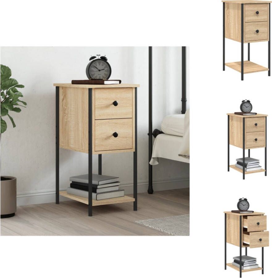 VidaXL Nachtkastje Nachtkastjes Kast Slaapkamermeubel Nachtkastje 32x42x70 cm bewerkt hout sonoma eikenkleurig