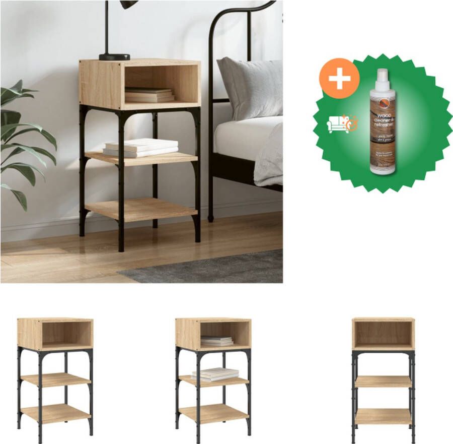 VidaXL Nachtkastje Sonoma Eiken 35 x 34.5 x 70 cm Verstelbare poten Kast Inclusief Houtreiniger en verfrisser
