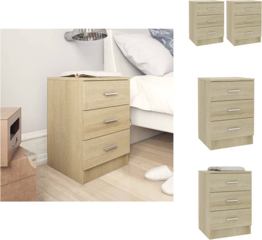 VidaXL Nachtkastje Nachtkastjes Bedkastje Bedkastjes Nachtkastjes 2 st 38x35x56 cm bewerkt hout sonoma eikenkleurig