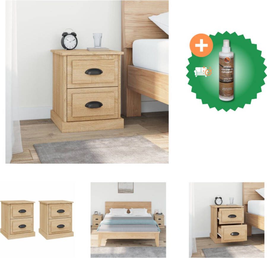 VidaXL Nachtkastjes Sonoma Eiken 39 x 39 x 47.5 cm Glad tafelblad Duurzaam materiaal Kast Inclusief Houtreiniger en verfrisser