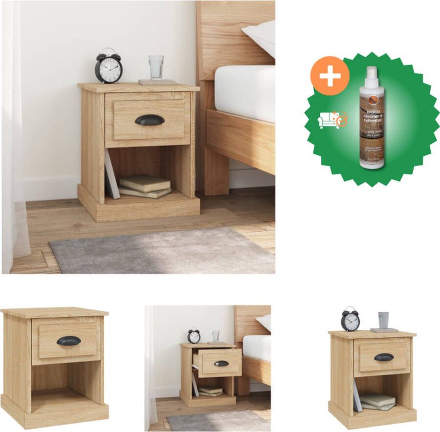 VidaXL Nachtkastje Sonoma Eiken 39 x 39 x 47.5 cm Duurzaam materiaal Kast Inclusief Houtreiniger en verfrisser