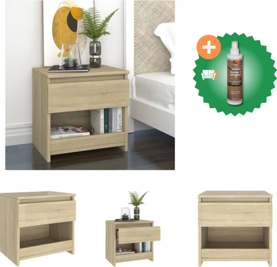 VidaXL Nachtkastje Sonoma Eiken 40 x 30 x 39 cm Stevig en veelzijdig Kast Inclusief Houtreiniger en verfrisser