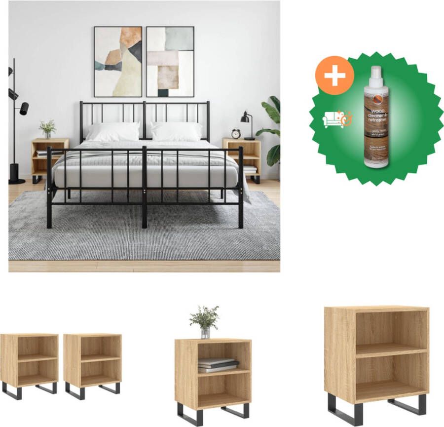 VidaXL Nachtkastjes Sonoma Eiken Bewerkt hout 40 x 30 x 50 cm Met Montage 2 stuks Kast Inclusief Houtreiniger en verfrisser - Foto 2