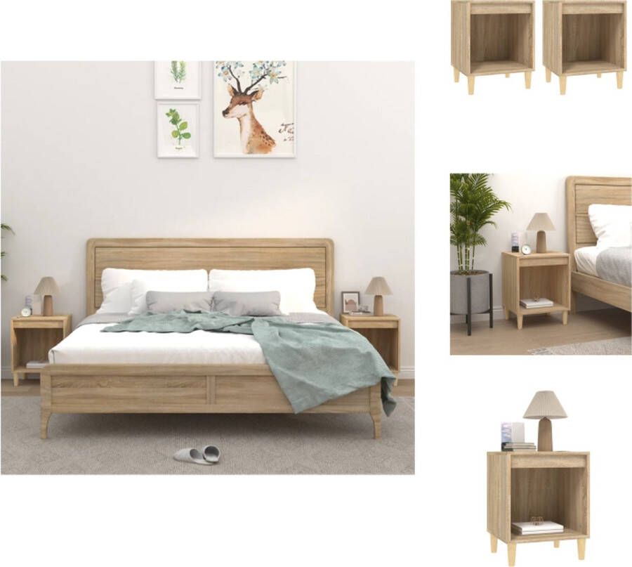 VidaXL Nachtkastje Nachtkastjes Houten Nachtkastje Slaapkamerkast Nachtkastjes 2 st 40x35x50 cm sonoma eikenkleurig - Foto 3