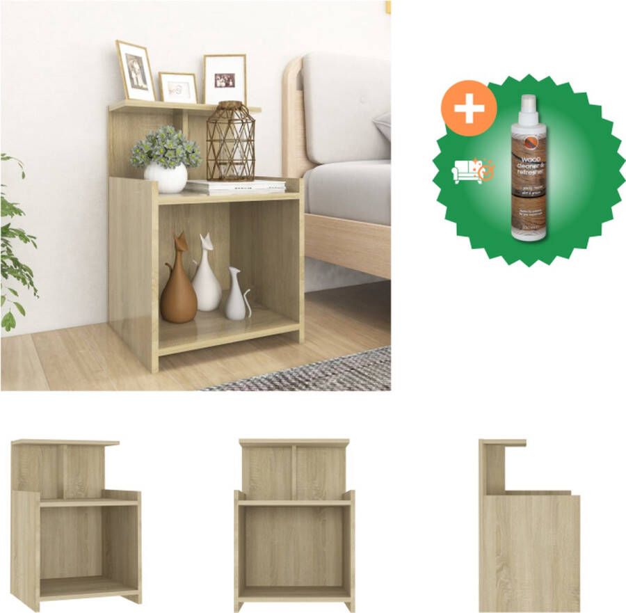 VidaXL Nachtkastje Sonoma Eiken 40 x 35 x 60 cm Met 3 schappen Kast Inclusief Houtreiniger en verfrisser