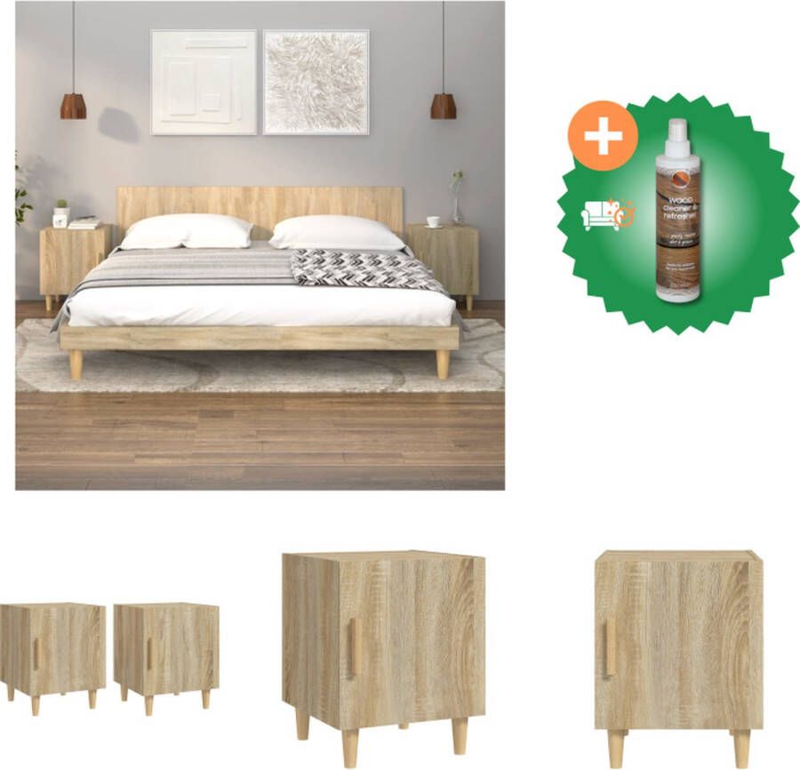 VidaXL Nachtkastje Sonoma Eiken 40 x 35 x 47.5 cm 1 Lade Voldoende Opbergruimte Kast Inclusief Houtreiniger en verfrisser
