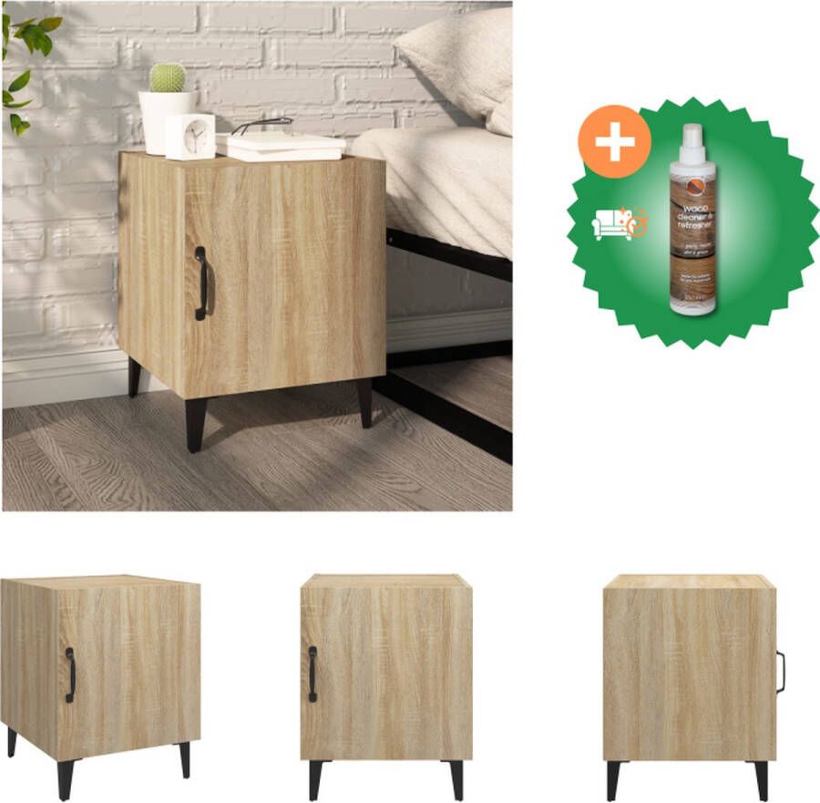 VidaXL Nachtkastje Sonoma Eiken 40 x 35 x 47.5 cm Opbergruimte Stabiel blad Kast Inclusief Houtreiniger en verfrisser