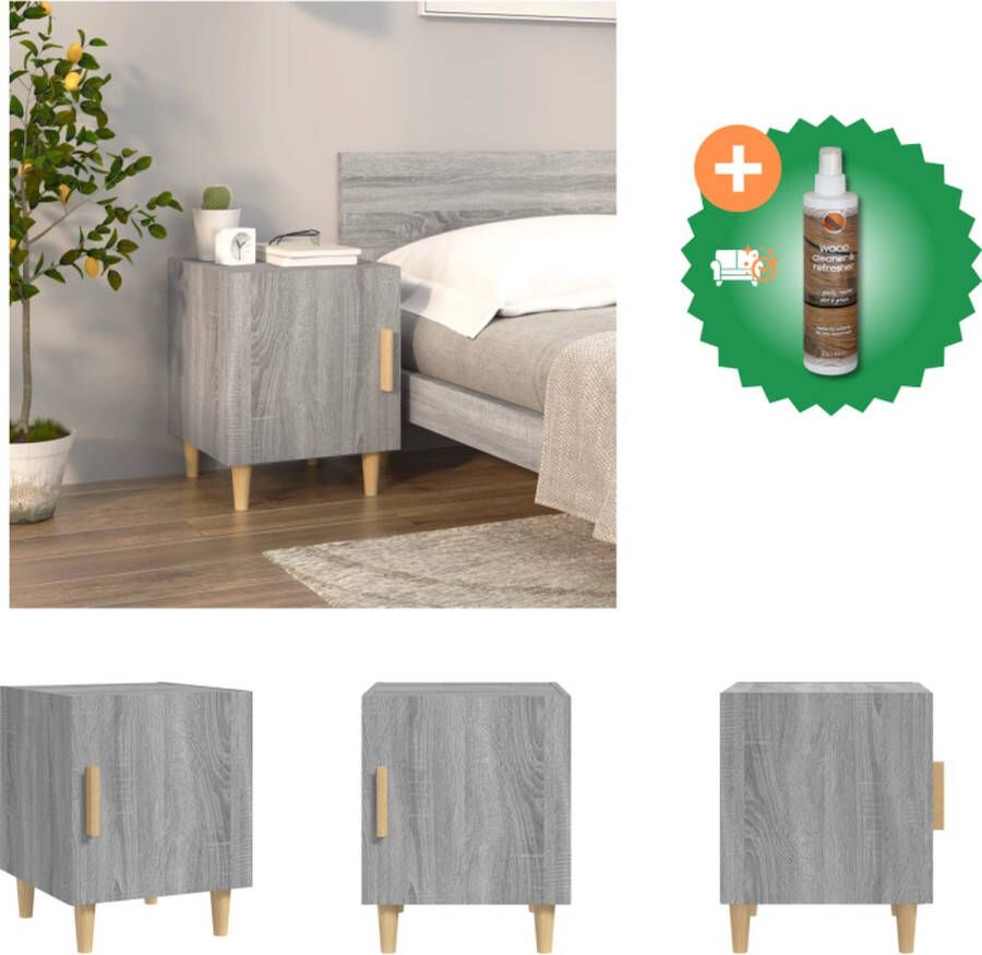 VidaXL Nachtkastje Sonoma Eiken 40 x 40 x 50 cm Wandmontage Grijs Kast Inclusief Houtreiniger en verfrisser