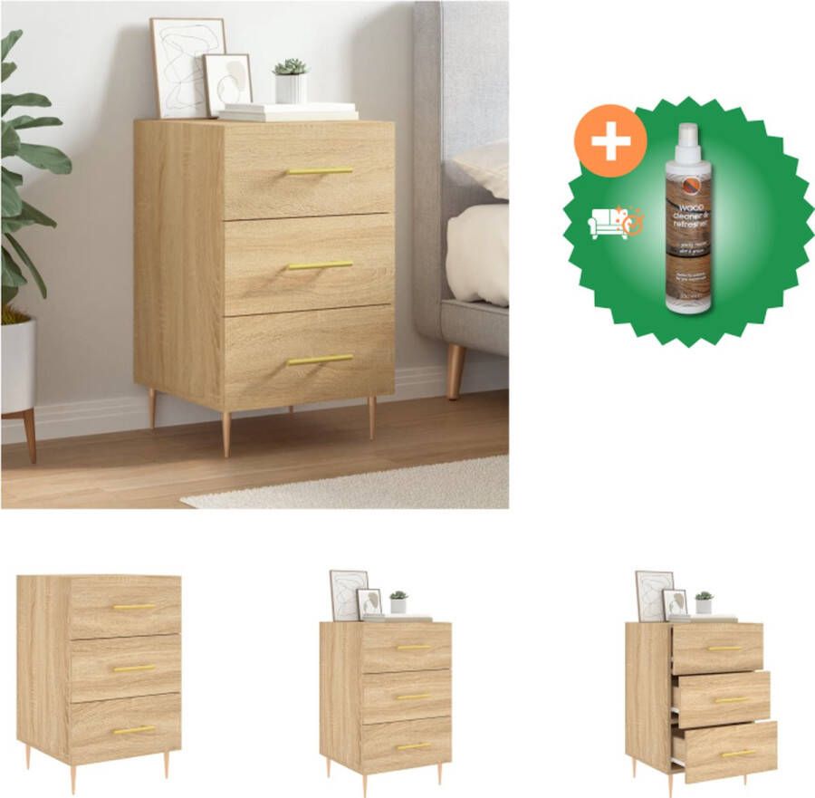 VidaXL Nachtkastje Sonoma Eiken 40 x 40 x 66 cm Duurzaam Hout Veel Opbergruimte Kast Inclusief Houtreiniger en verfrisser - Foto 4
