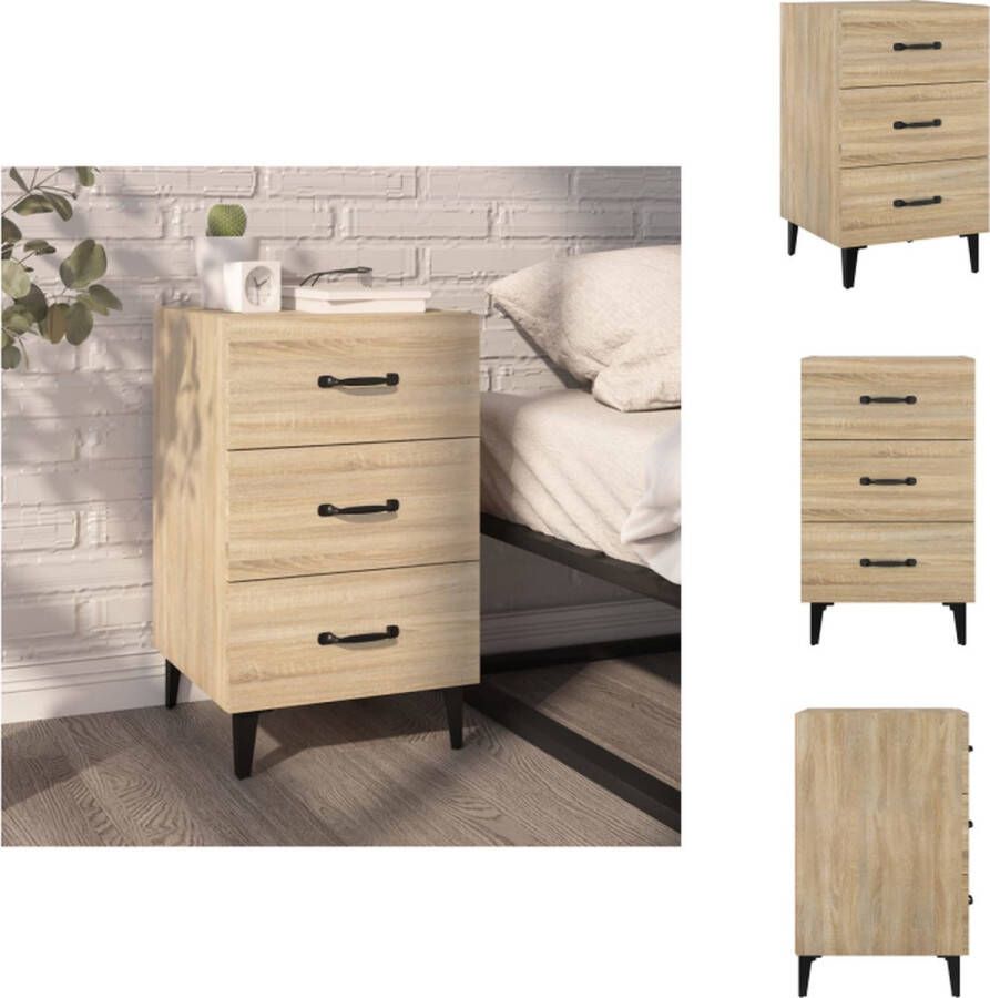 VidaXL Nachtkastje Nachtkastjes Houten Nachtkastje Houten Nachtkastjes Nachtkastje 40x40x66 cm bewerkt hout sonoma eikenkleurig