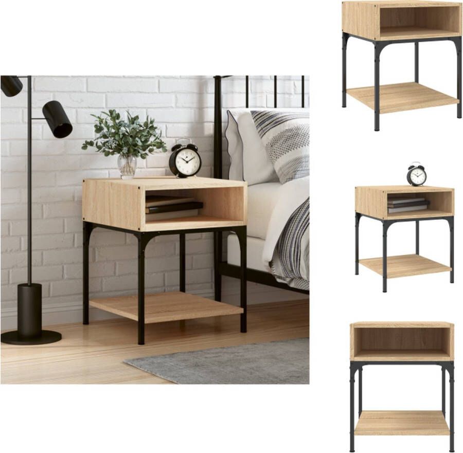 VidaXL Nachtkastje Sonoma eiken 40 x 41 x 50 cm Duurzaam hout en ijzer Kast