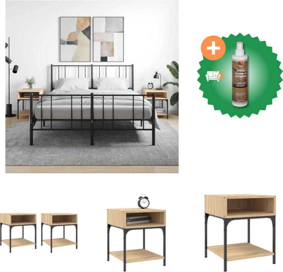VidaXL Nachtkastjes 2 st 40x41x50 cm bewerkt hout sonoma eikenkleurig Kast Inclusief Houtreiniger en verfrisser