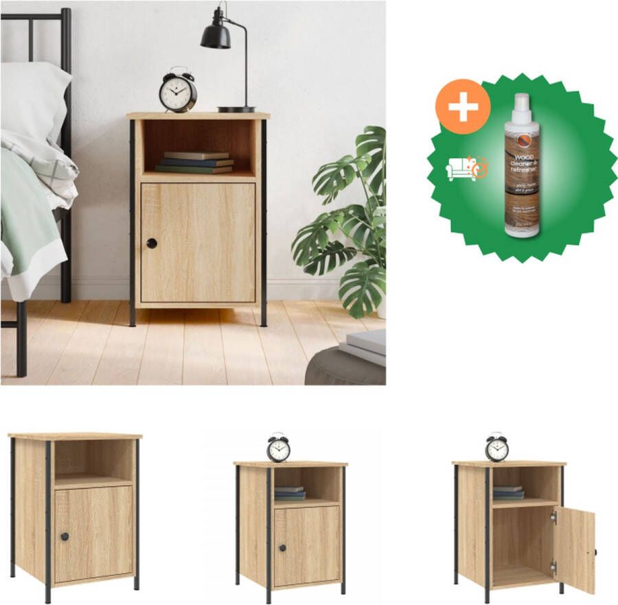 VidaXL Nachtkastje Sonoma Eiken 40 x 42 x 60 cm Duurzaam Hout IJzer Kast Inclusief Houtreiniger en verfrisser