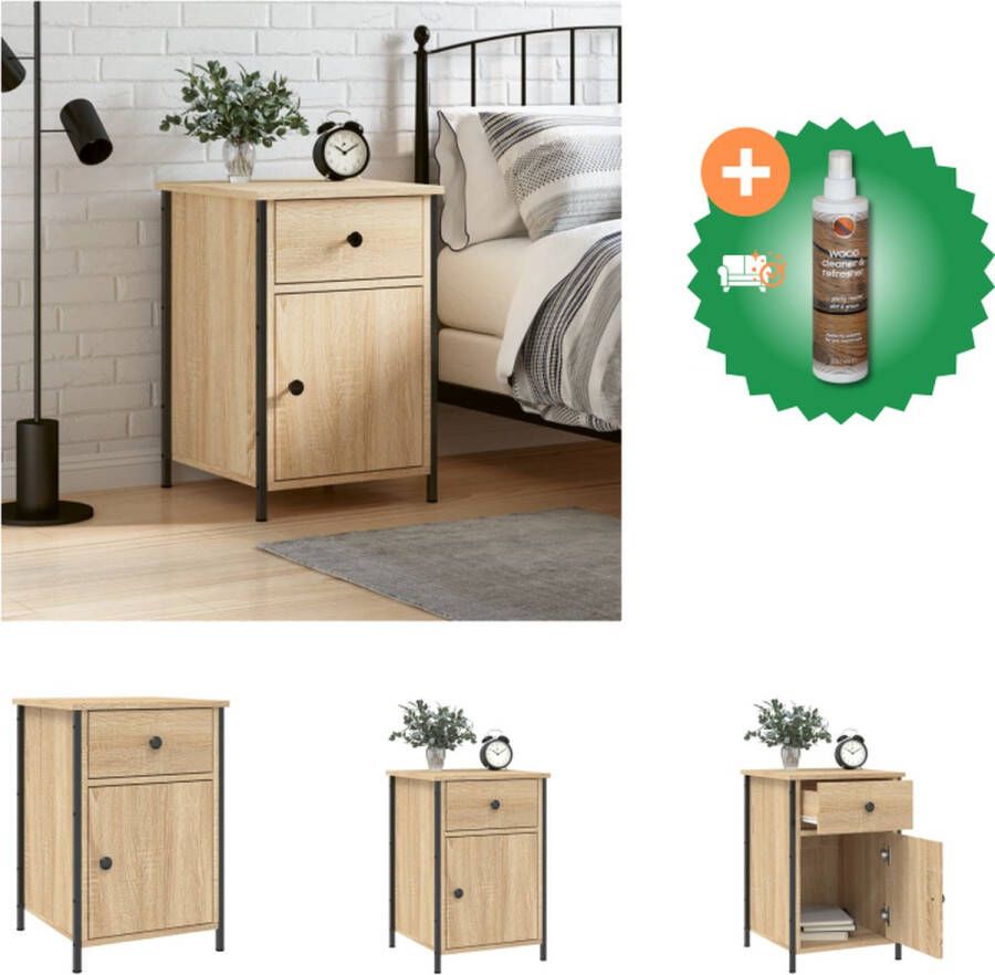 VidaXL Nachtkastje Sonoma Eiken 40 x 42 x 60 cm Verstelbare Schroef Kast Inclusief Houtreiniger en verfrisser