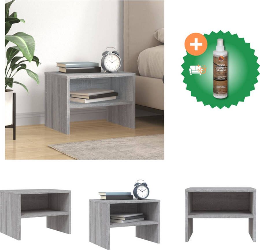 VidaXL Nachtkastje 40x30x30 cm bewerkt hout grijs sonoma eikenkleurig Kast Inclusief Houtreiniger en verfrisser - Foto 2