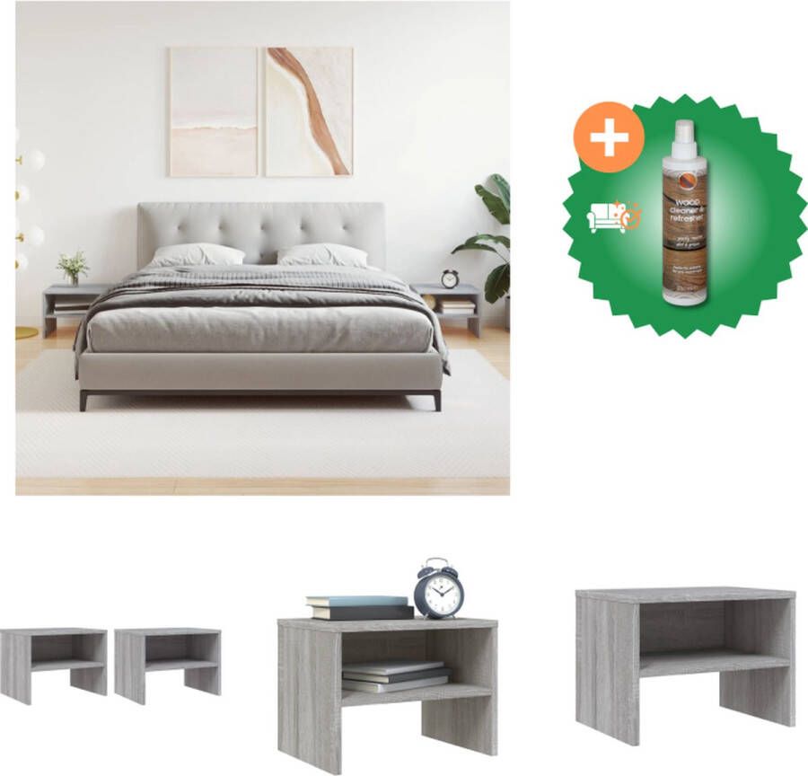 VidaXL Nachtkastje Klassieke Charme Opbergruimte Afmeting- 40 x 30 x 30 cm Ken- Grijs Sonoma Eiken Kast Inclusief Houtreiniger en verfrisser - Foto 2