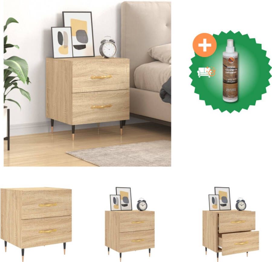 VidaXL Nachtkastje Sonoma Eiken Bewerkt Hout 40x35x47.5 cm Opbergruimte Displayfunctie Kast Inclusief Houtreiniger en verfrisser