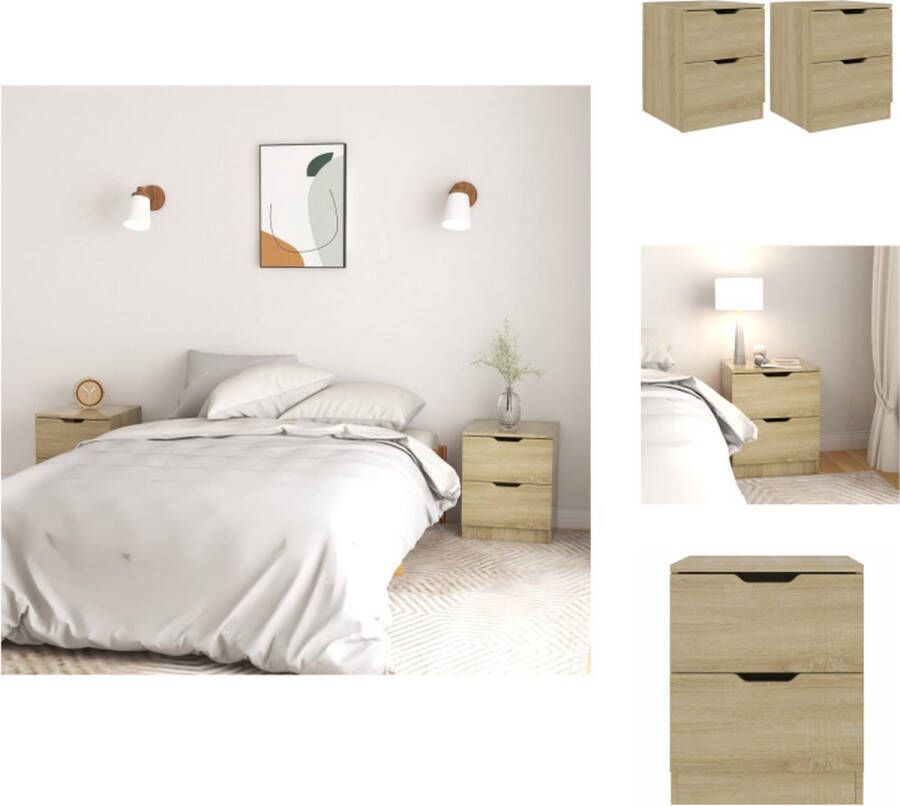 VidaXL Nachtkastje Sonoma Eiken 40x40x50 cm Spaanplaat MDF Kast