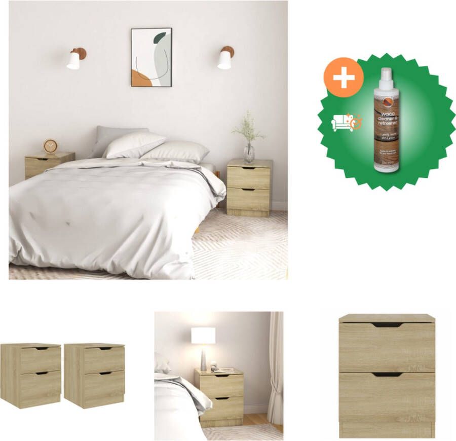 VidaXL Nachtkastjes 2 st 40x40x50 cm spaanplaat sonoma eikenkleurig Kast Inclusief Houtreiniger en verfrisser - Foto 2