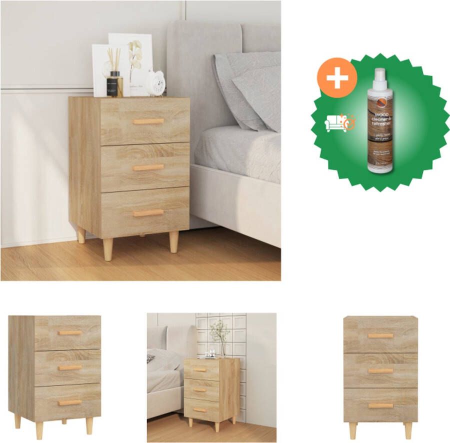 VidaXL Nachtkastje 40x40x66 cm bewerkt hout sonoma eikenkleurig Kast Inclusief Houtreiniger en verfrisser
