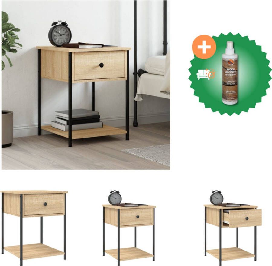 VidaXL Nachtkastje Sonoma Eiken 44 x 45 x 58 cm Duurzaam Stevig Opbergruimte Kast Inclusief Houtreiniger en verfrisser