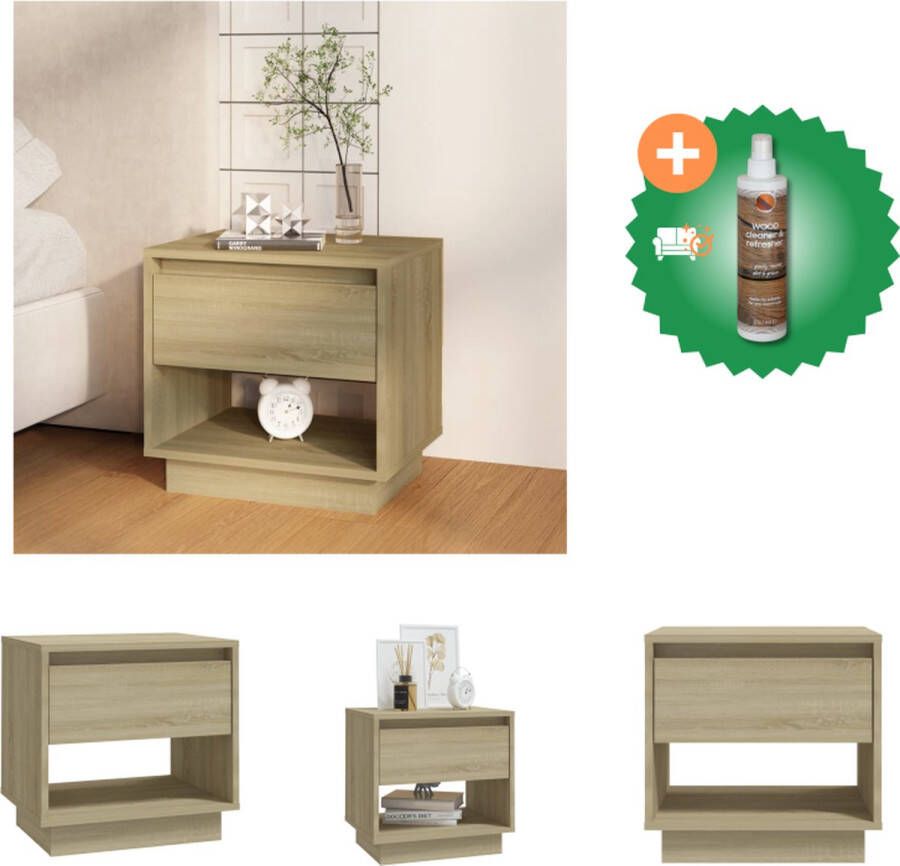 VidaXL Nachtkastje 45x34x44 cm spaanplaat sonoma eikenkleurig Kast Inclusief Houtreiniger en verfrisser