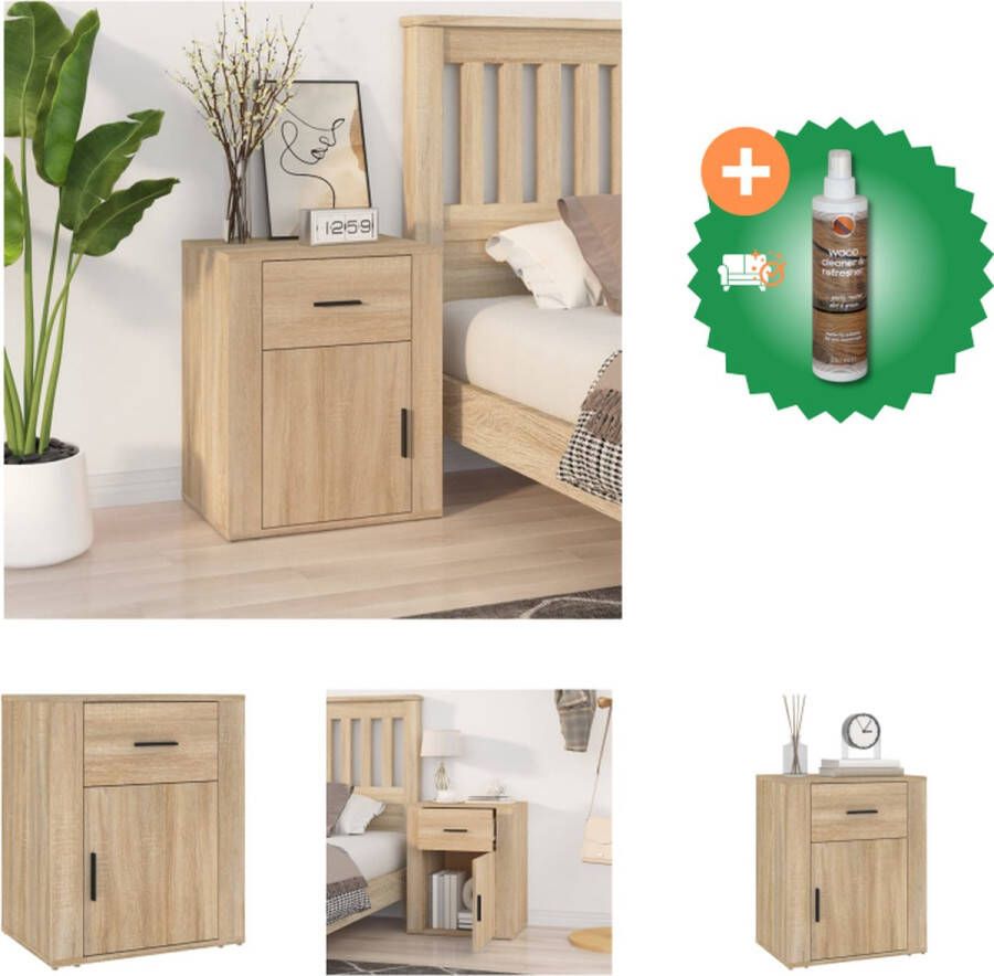VidaXL Nachtkastje Sonoma Eiken 50 x 36 x 60 cm Stevig en Duurzaam Kast Inclusief Houtreiniger en verfrisser - Foto 2