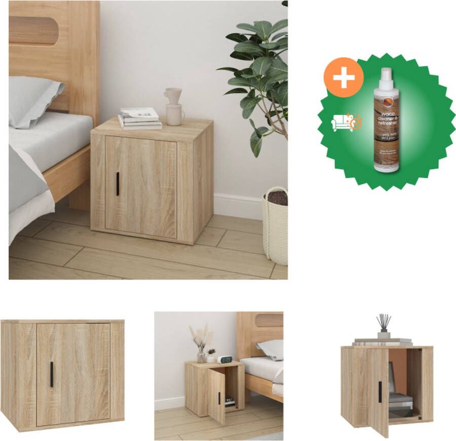 VidaXL Nachtkastje Sonoma Eiken 50 x 39 x 47 cm Trendy en Stevig Kast Inclusief Houtreiniger en verfrisser