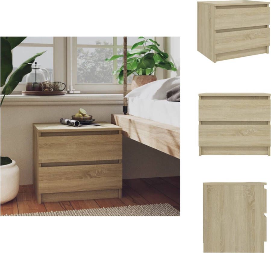 VidaXL Nachtkastje Nachtkastjes Slaapkamerkastje Slaapkamerkastjes Nachtkastje 50x39x43 5 cm bewerkt hout sonoma eikenkleurig - Foto 2
