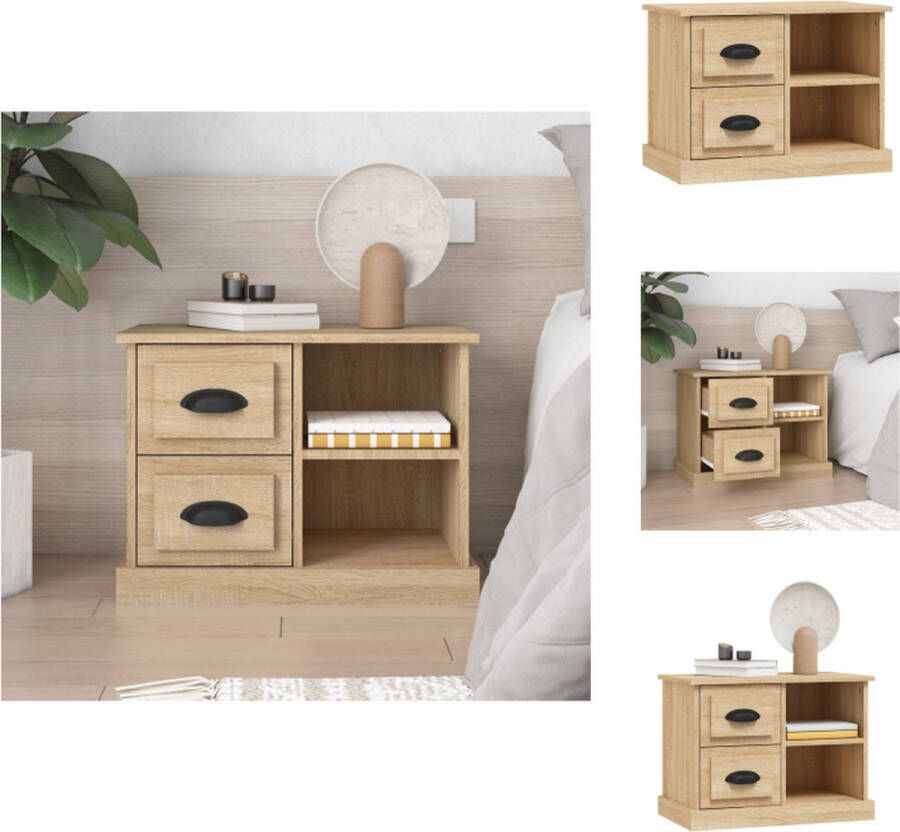 VidaXL Nachtkastje Nachtkastjes Houten Nachtkastje Houten Nachtkastjes Nachtkastje 60x35 5x45 cm sonoma eikenkleurig - Foto 2