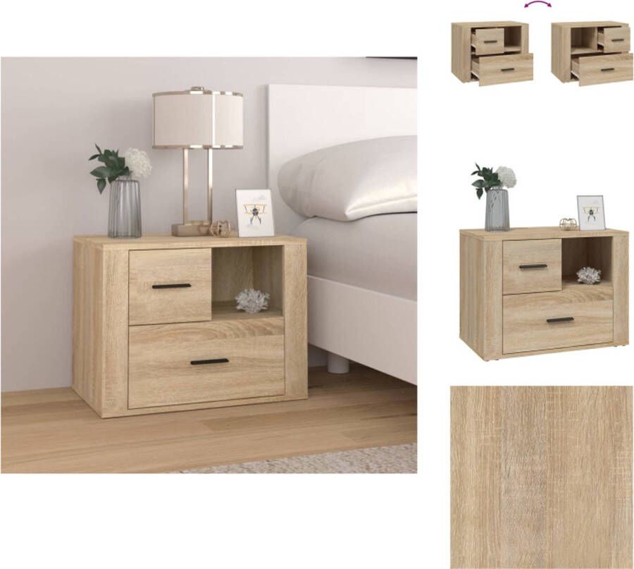 VidaXL Nachtkastje Nachtkastjes Nacht Kastje Nachtkastje 60x36x45 cm bewerkt hout sonoma eikenkleurig