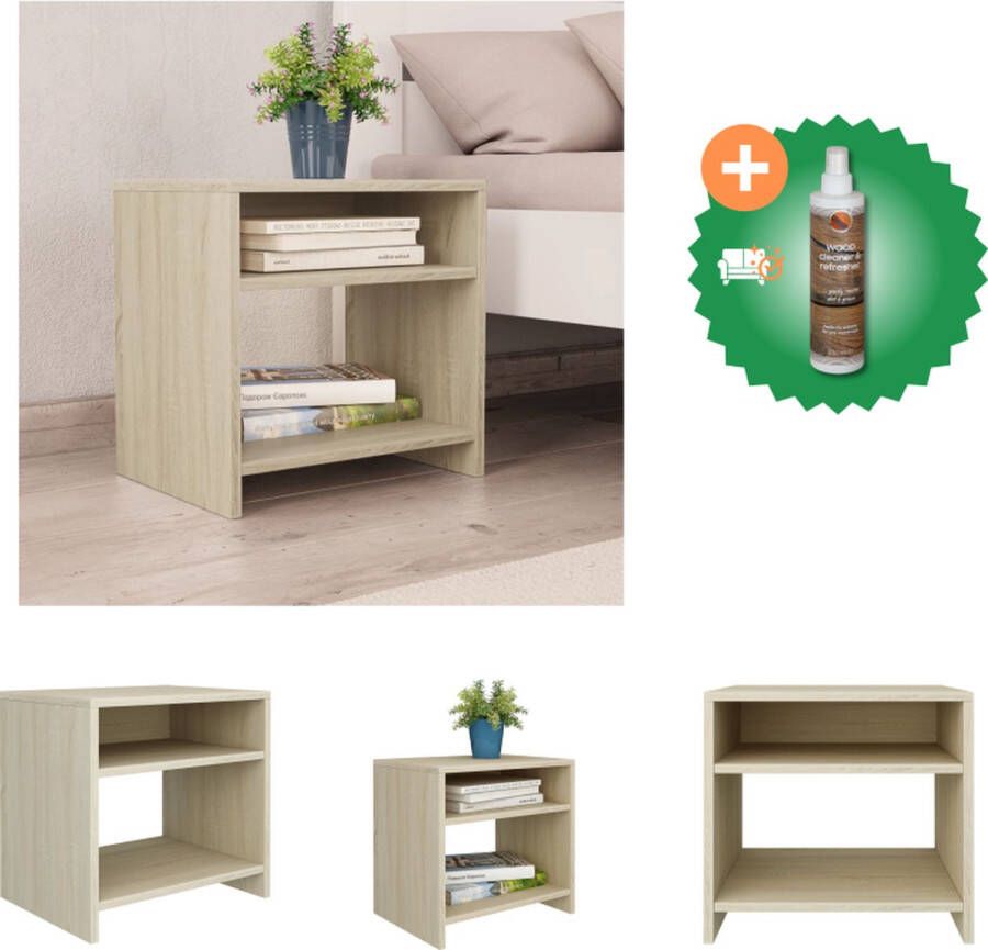 VidaXL Nachtkastje Sonoma Eiken Bewerkt Hout 40x30x40 cm Multifunctioneel Kast Inclusief Houtreiniger en verfrisser