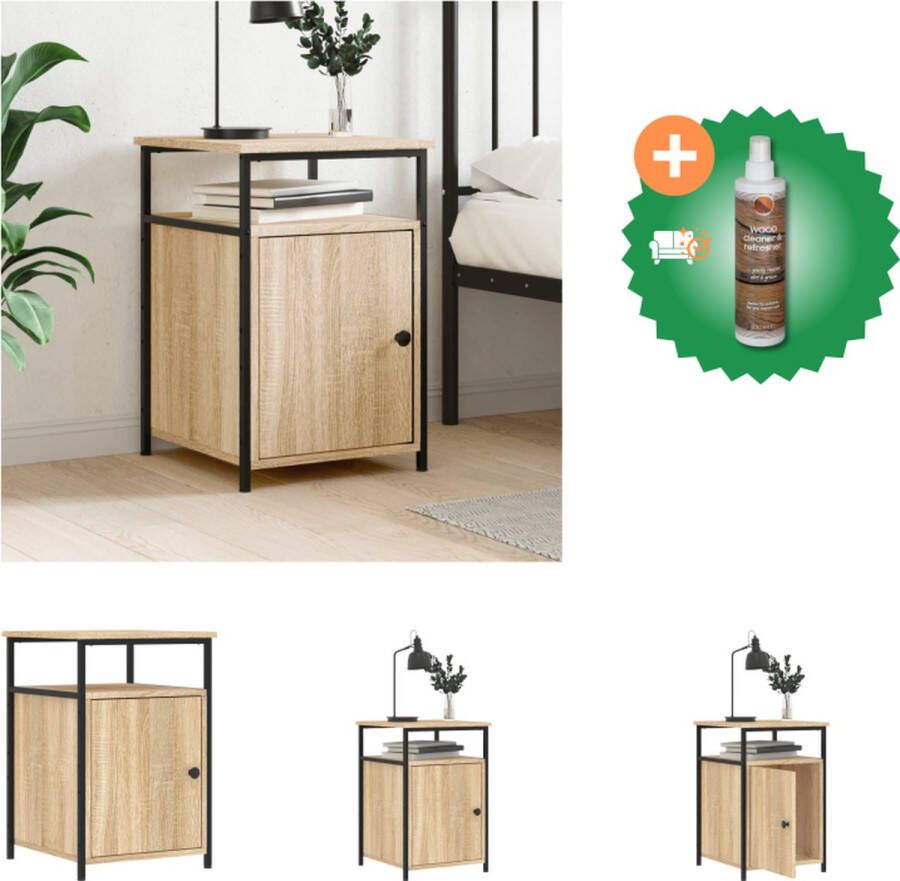 VidaXL Nachtkastje Sonoma Eiken Hoge Kwaliteit Stevig Frame 40 x 42 x 60 cm Montage vereist Kast Inclusief Houtreiniger en verfrisser