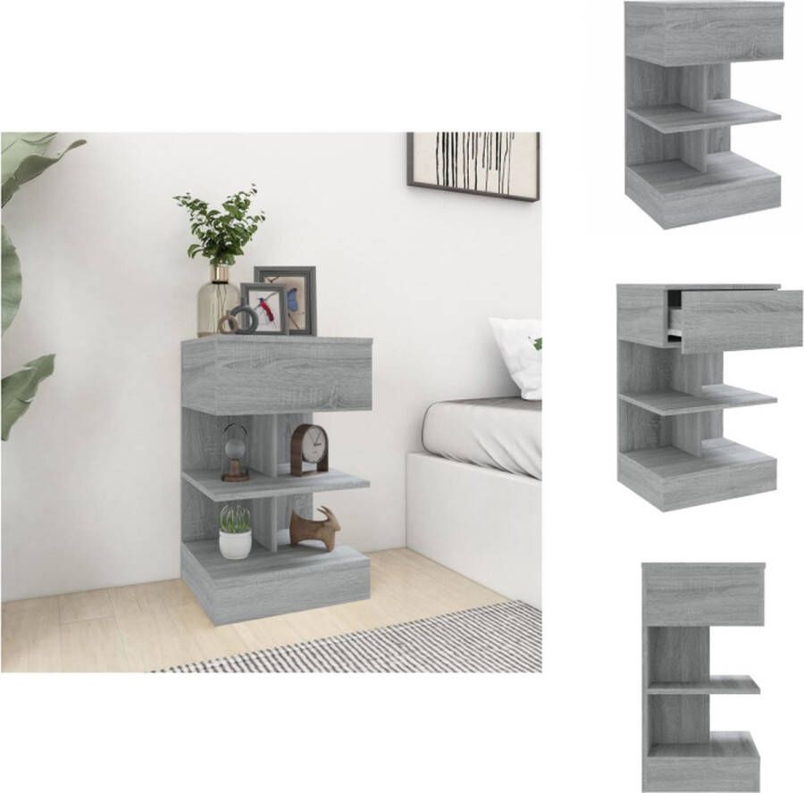 VidaXL Nachtkastje Nachtkastjes Houten Nachtkastje Slaapkamerkast Nachtkastje 40x35x65 cm bewerkt hout grijs sonoma eikenkleurig