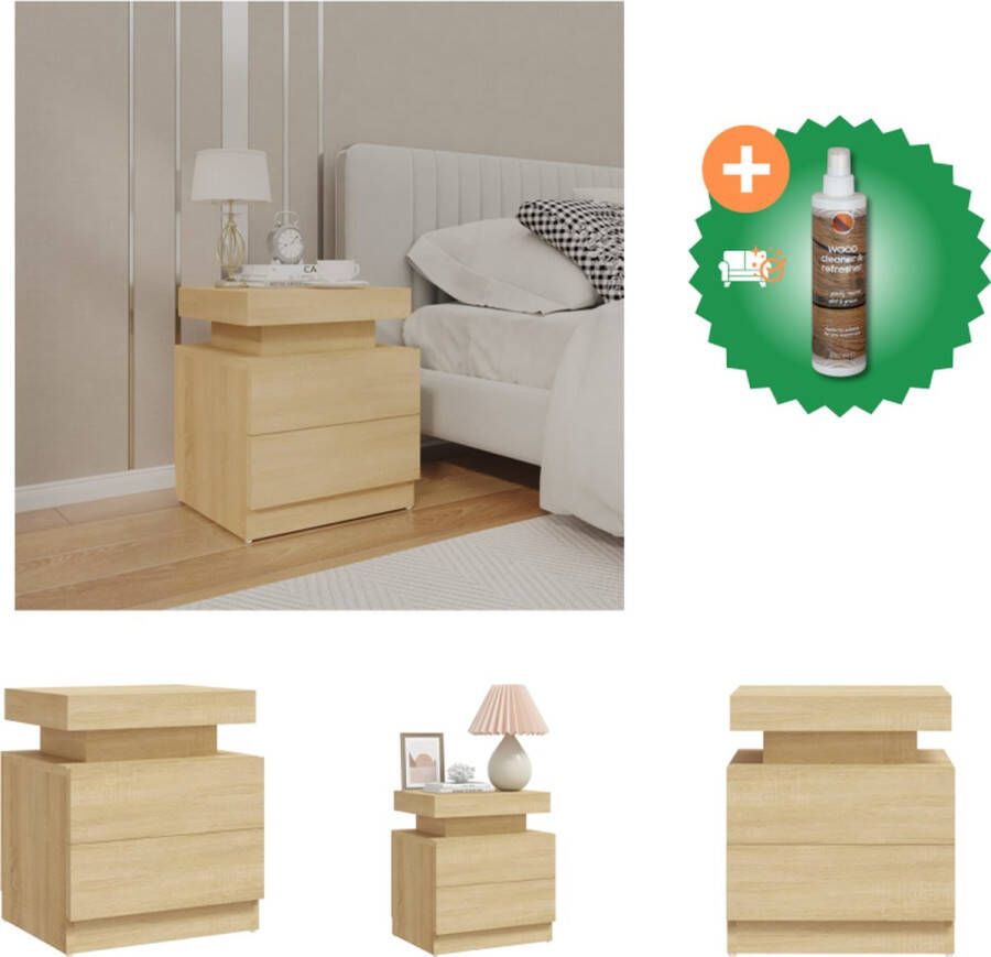 VidaXL Nachtkastje 45x35x52 cm spaanplaat sonoma eikenkleurig Kast Inclusief Houtreiniger en verfrisser