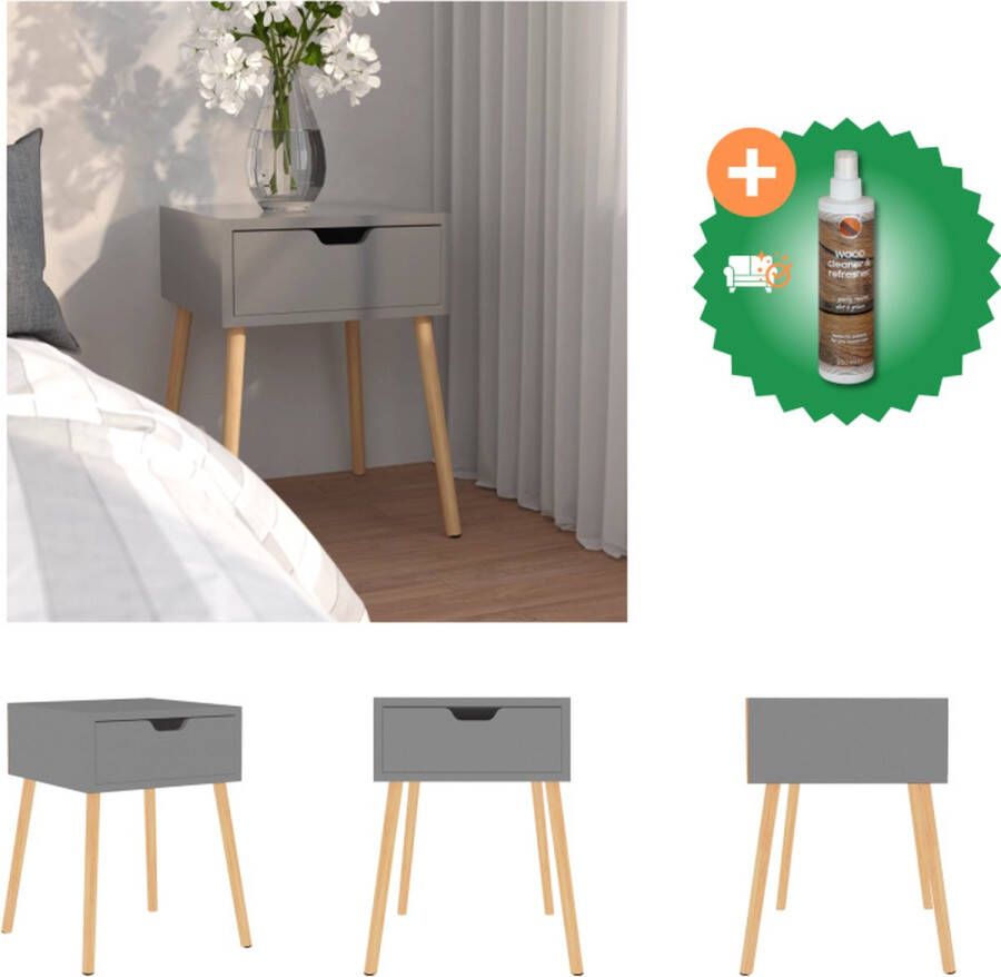VidaXL Nachtkastje Spaanplaat 40 x 40 x 56 cm Grijs Kast Inclusief Houtreiniger en verfrisser